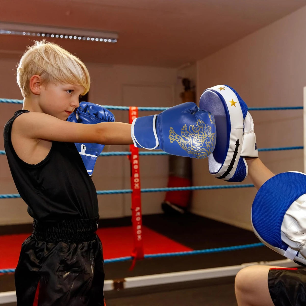 Adults Boxing Gloves Breathable PU Leather Fighting Gloves Kids Boxing Training Kickboxing Gloves for Gym Indoor Outdoor Sport