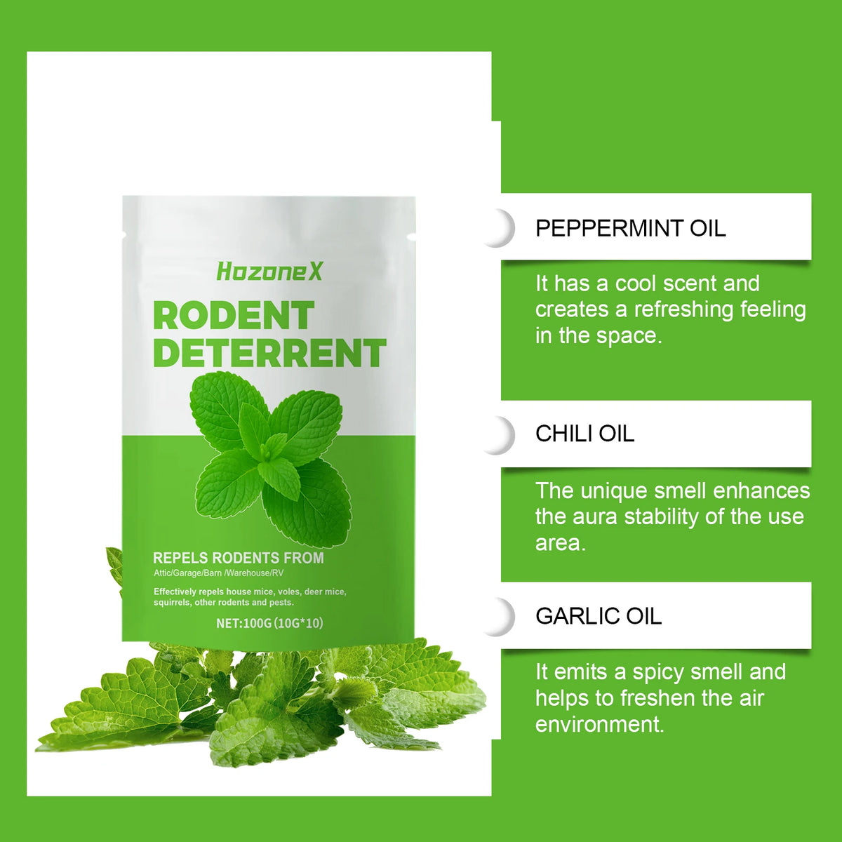 HozoneX Peppermint Oil Home Rodent Repellent Plant Ingredients Indoor Mild Rodent Repellent Convenient Home Rodent Repellent