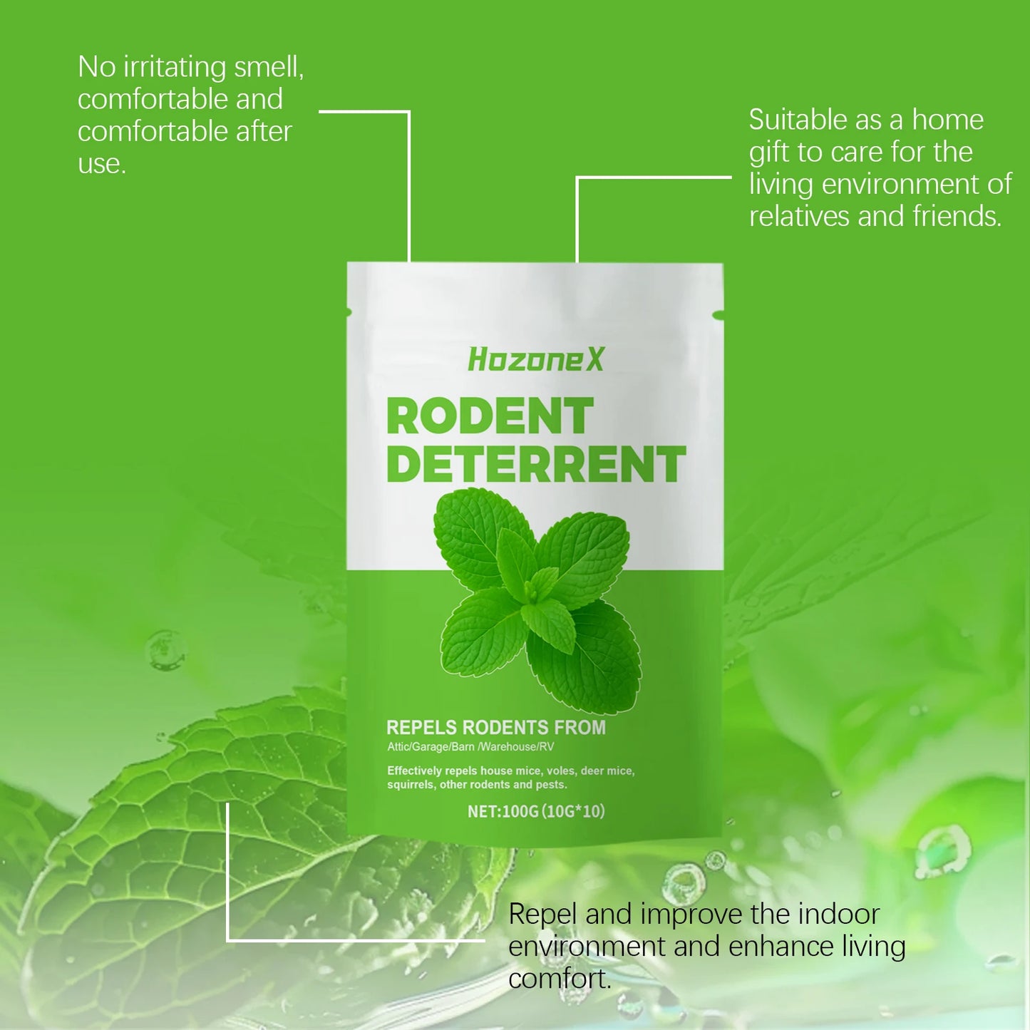 HozoneX Peppermint Oil Home Rodent Repellent Plant Ingredients Indoor Mild Rodent Repellent Convenient Home Rodent Repellent