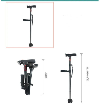 Collapsible Telescopic Folding Cane Elder Cane LED Walking Trusty Sticks Elder Crutches For Mothers The Elder Fathers With Alarm