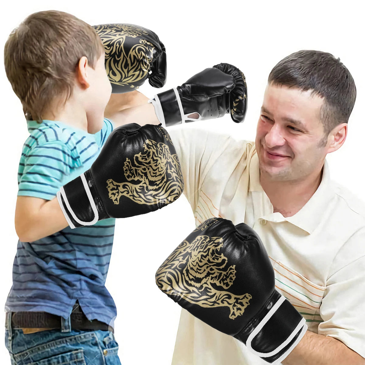Adults Boxing Gloves Breathable PU Leather Fighting Gloves Kids Boxing Training Kickboxing Gloves for Gym Indoor Outdoor Sport
