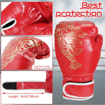 Adults Boxing Gloves Breathable PU Leather Fighting Gloves Kids Boxing Training Kickboxing Gloves for Gym Indoor Outdoor Sport
