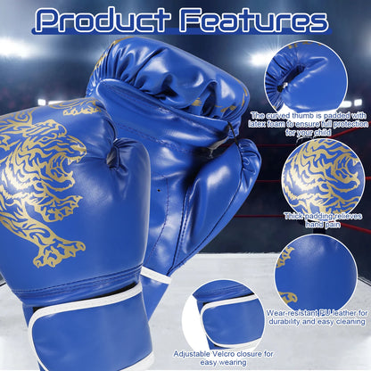 Adults Boxing Gloves Breathable PU Leather Fighting Gloves Kids Boxing Training Kickboxing Gloves for Gym Indoor Outdoor Sport